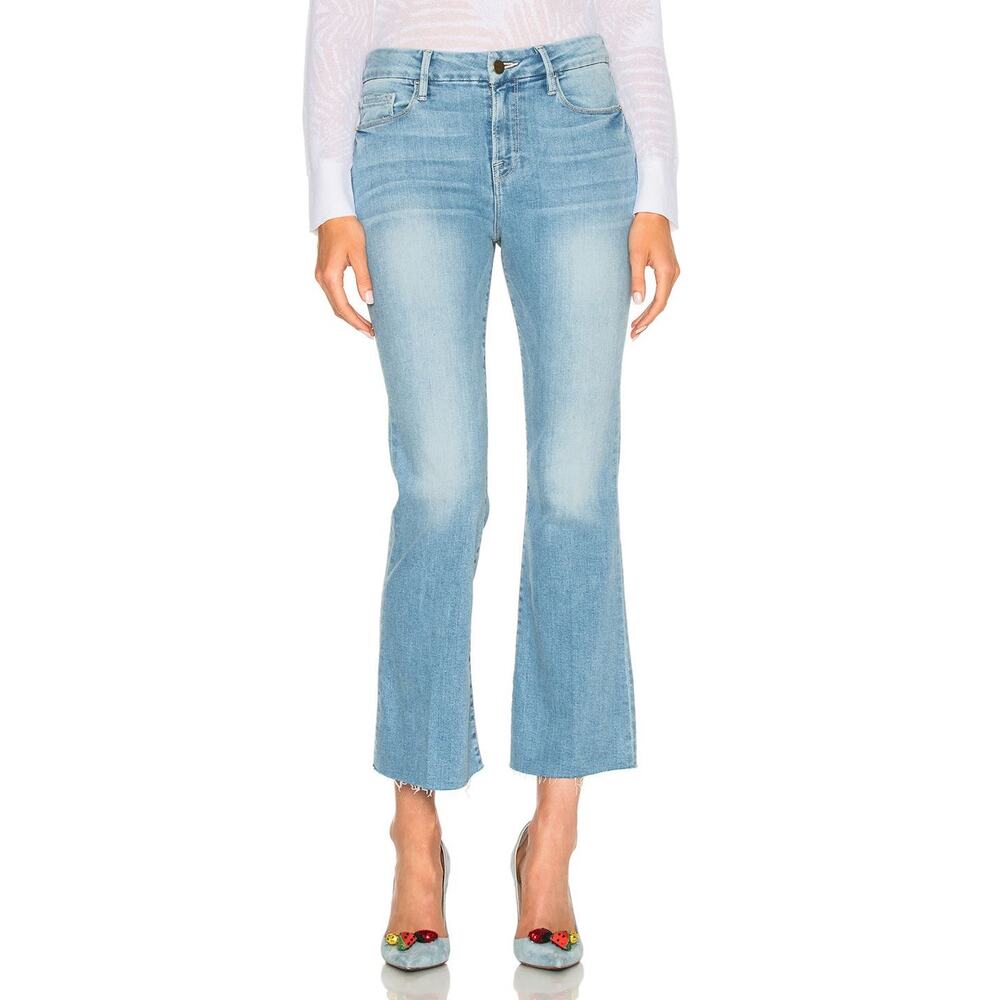 FRAME Le Crop Mini Boot Jeans 28 Garrn River Light Wash Denim LCMBRE665